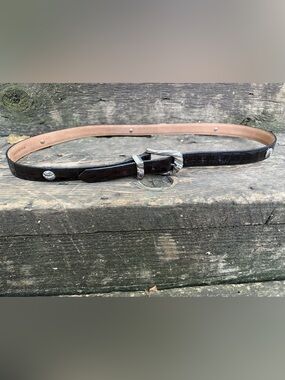 Brighton Black Leather Womens Studded Belt with Silver Western Buckle